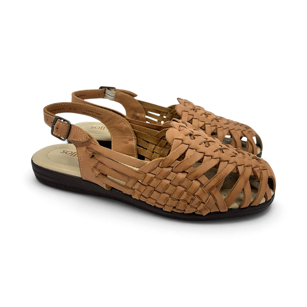 Softspots Huarache Woven Leather Slingback Sandals Women's Size 9.5 Wide Brown